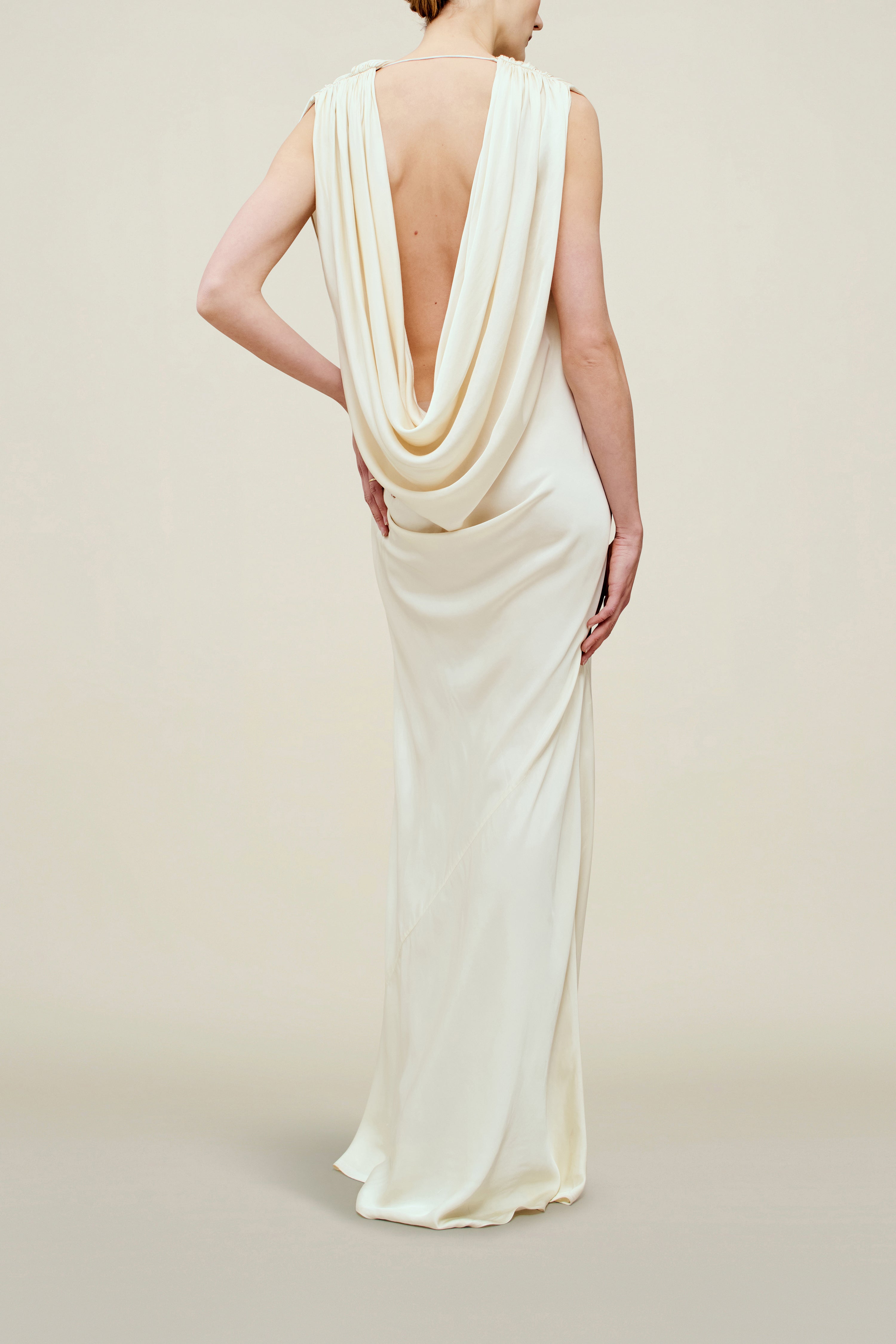Toma Draped Gown in Soft Satin