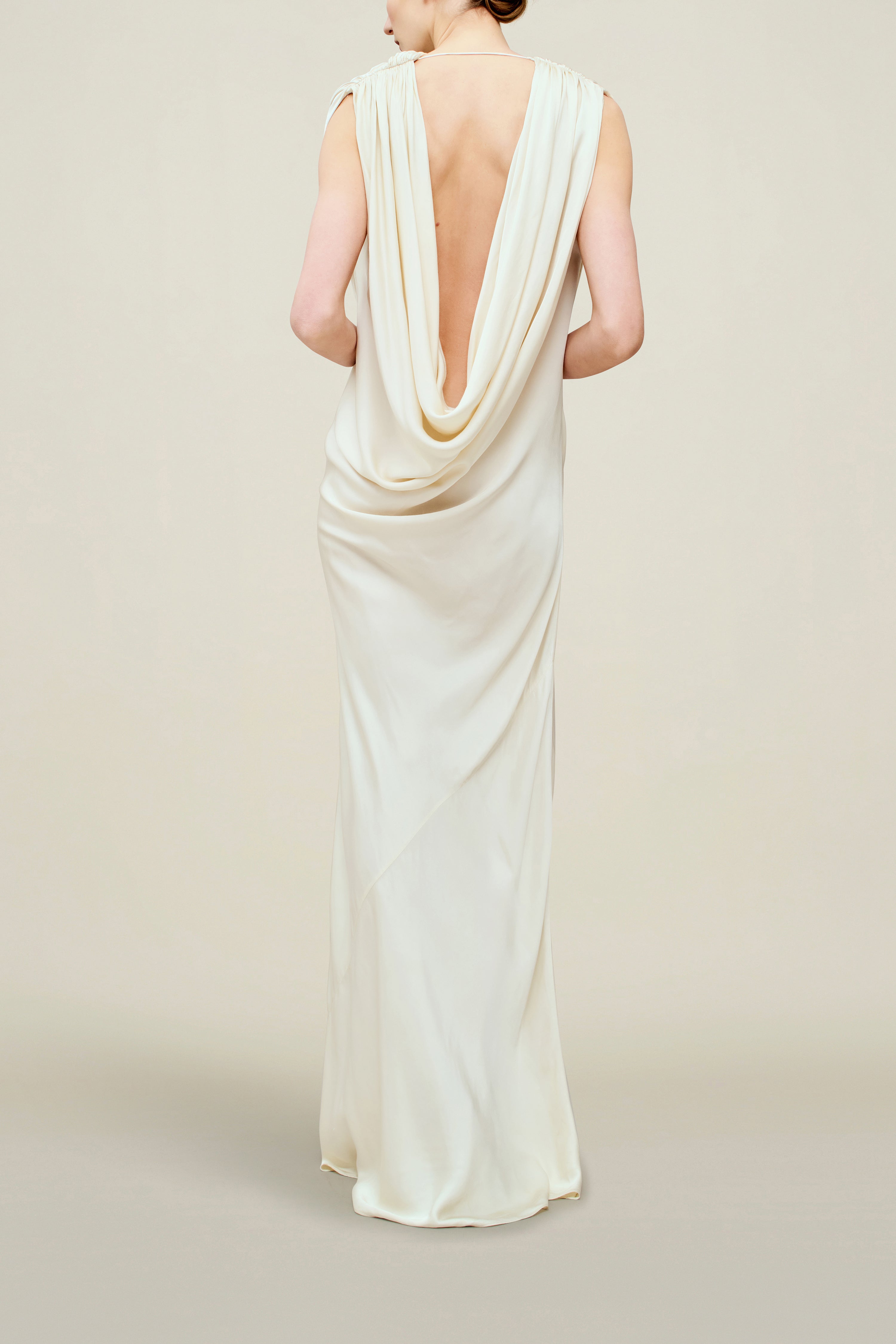 Toma Draped Gown in Soft Satin