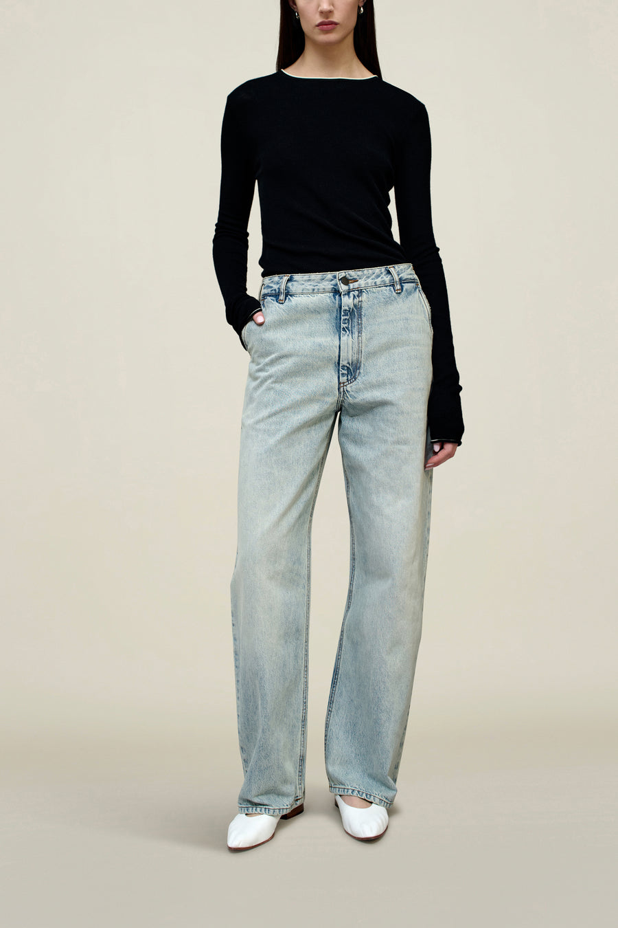 Column Leg Jean in Cotton Denim - Main Image