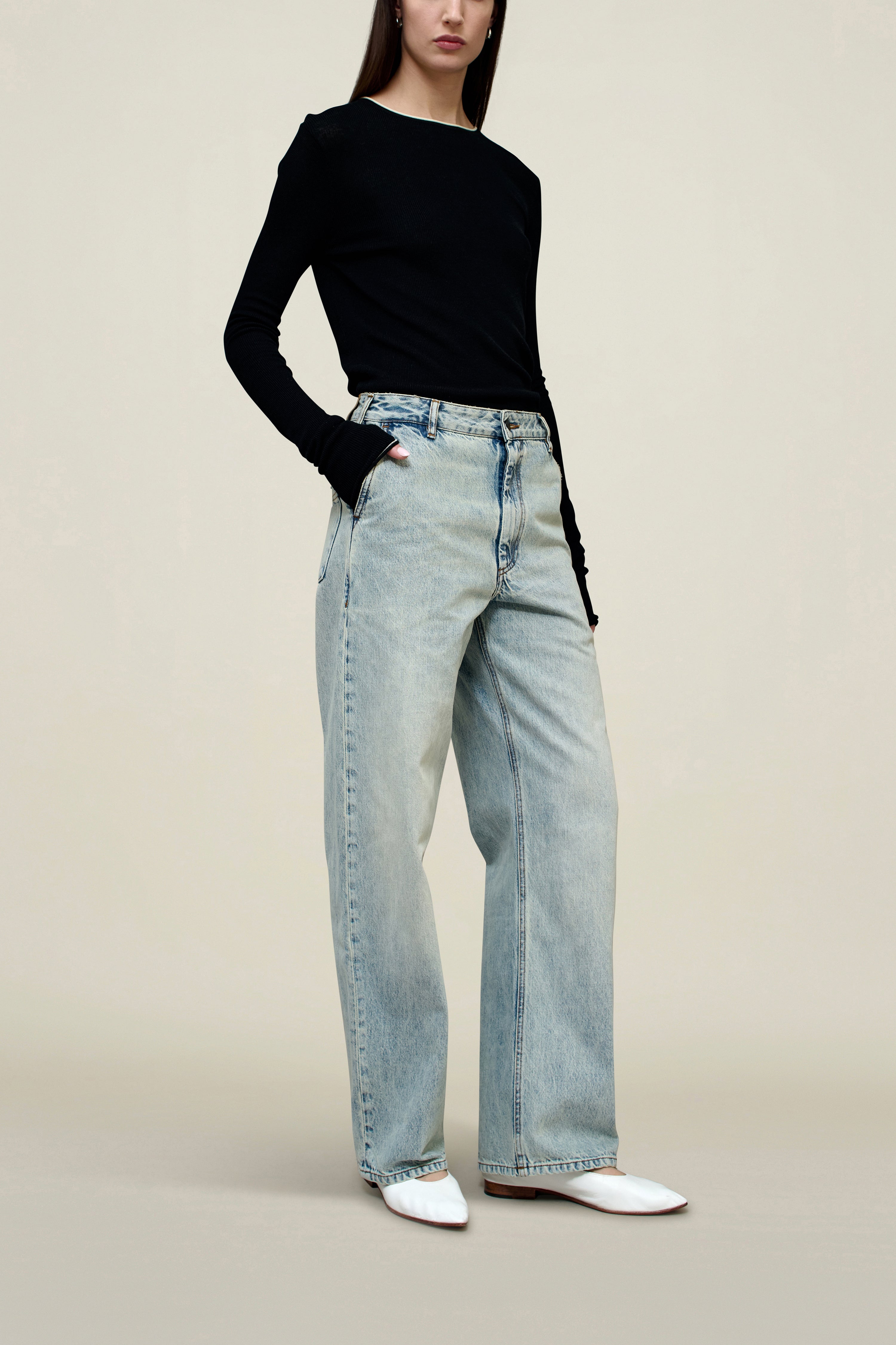Column Leg Jean in Cotton Denim