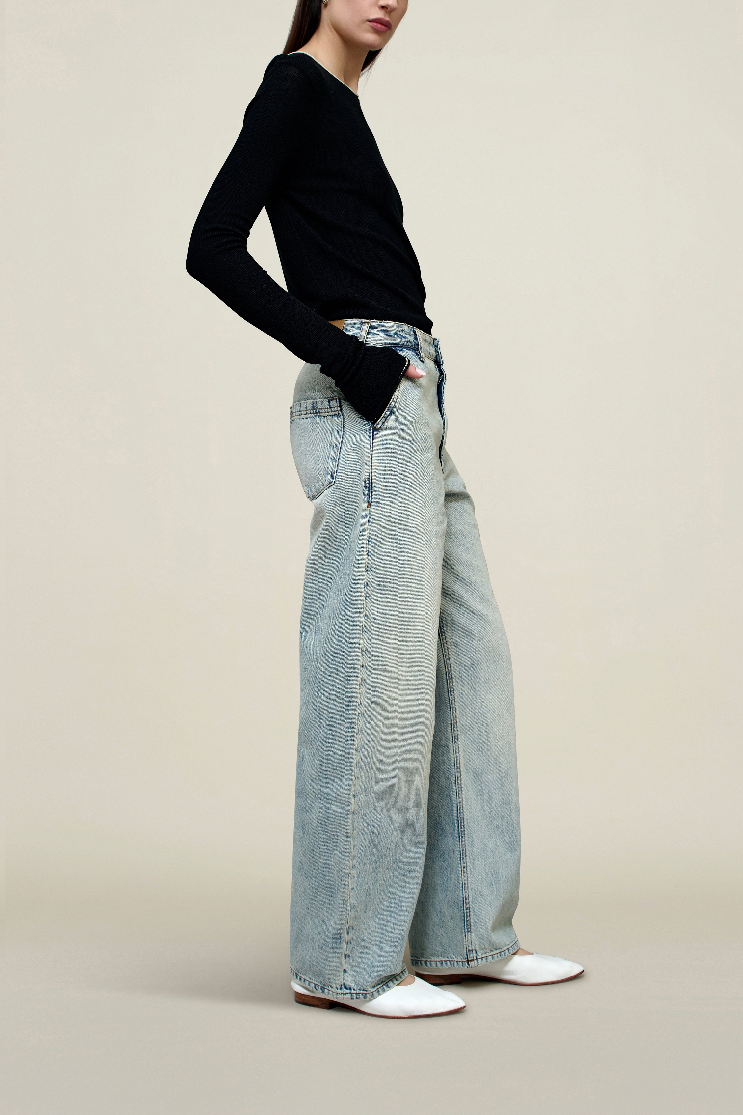 Column Leg Jean in Cotton Denim