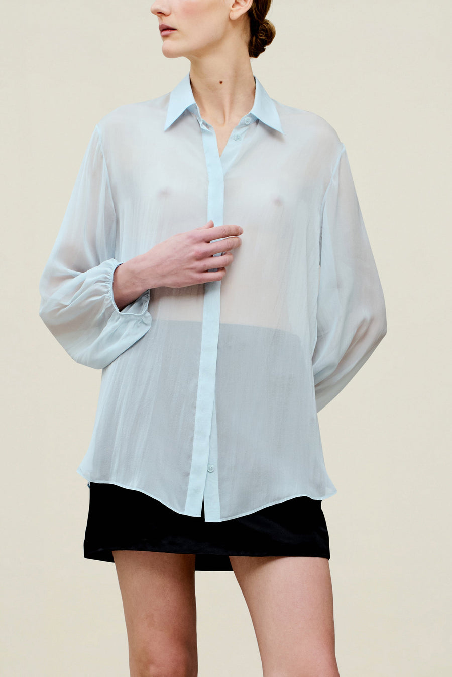 Ilia Balloon Sleeve Blouse in Silk Chiffon