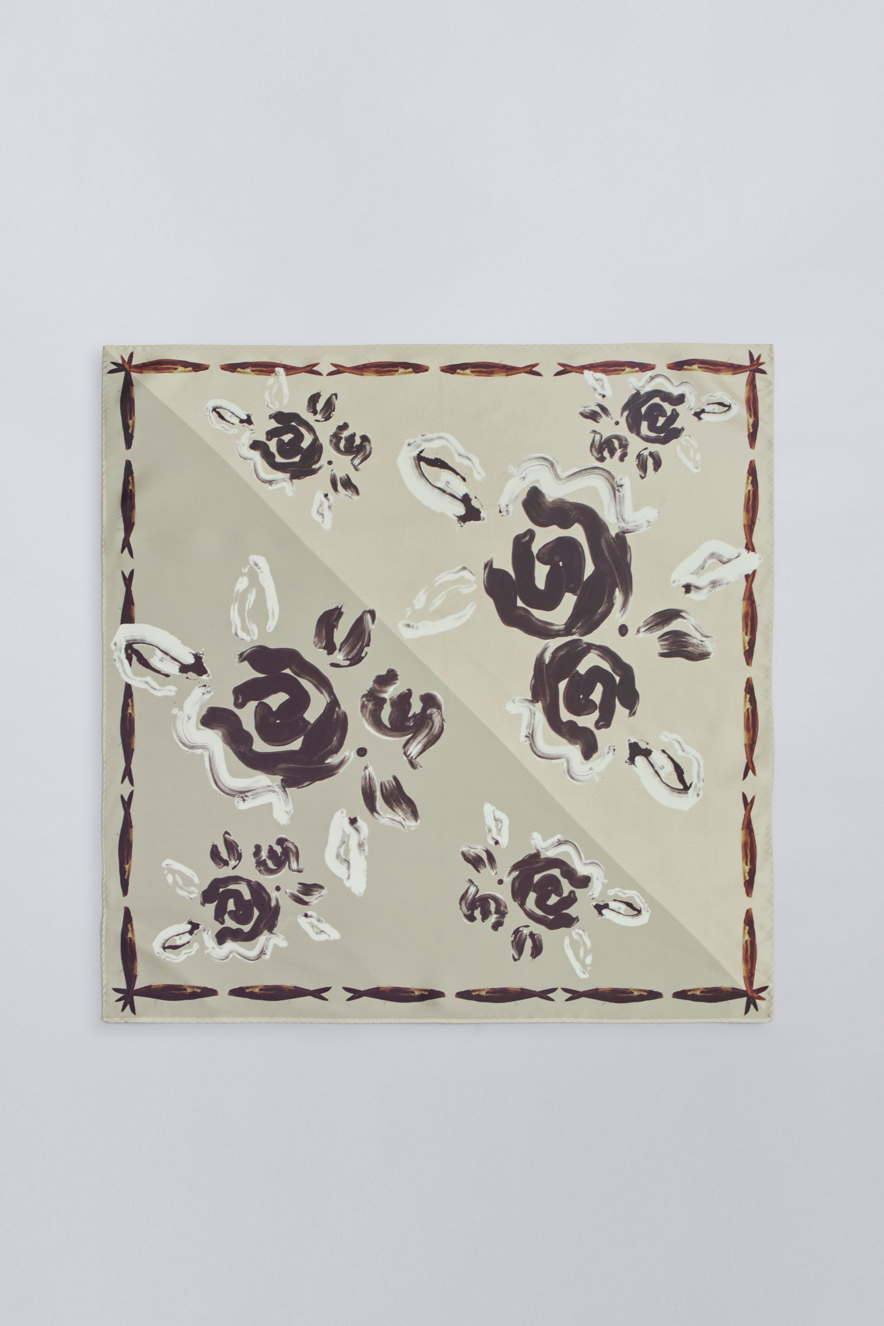 Large Scarf in Anchovy & Rose Silk Twill