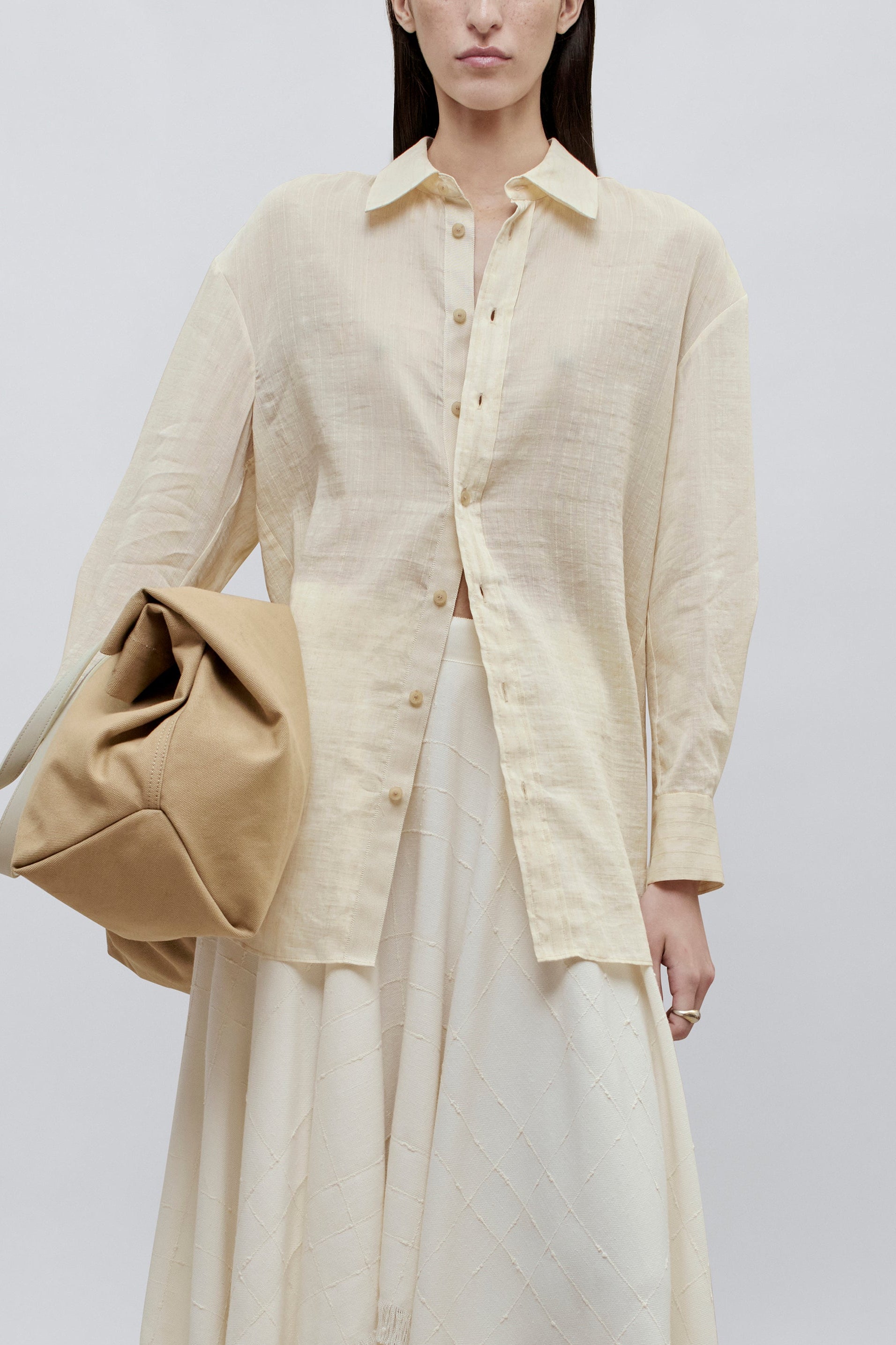 Dani Button Down in Linen Stripe