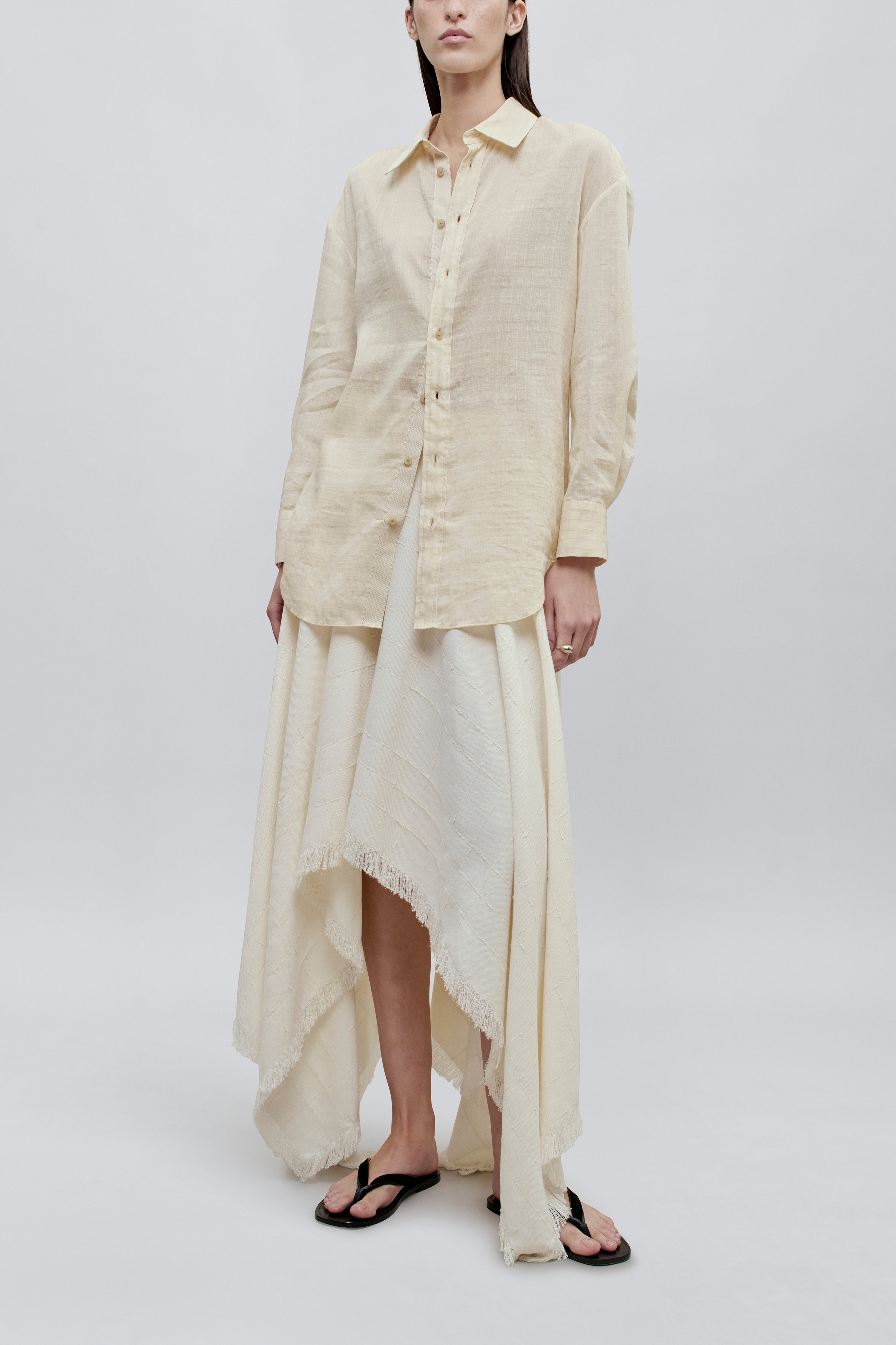 Dani Button Down in Linen Stripe