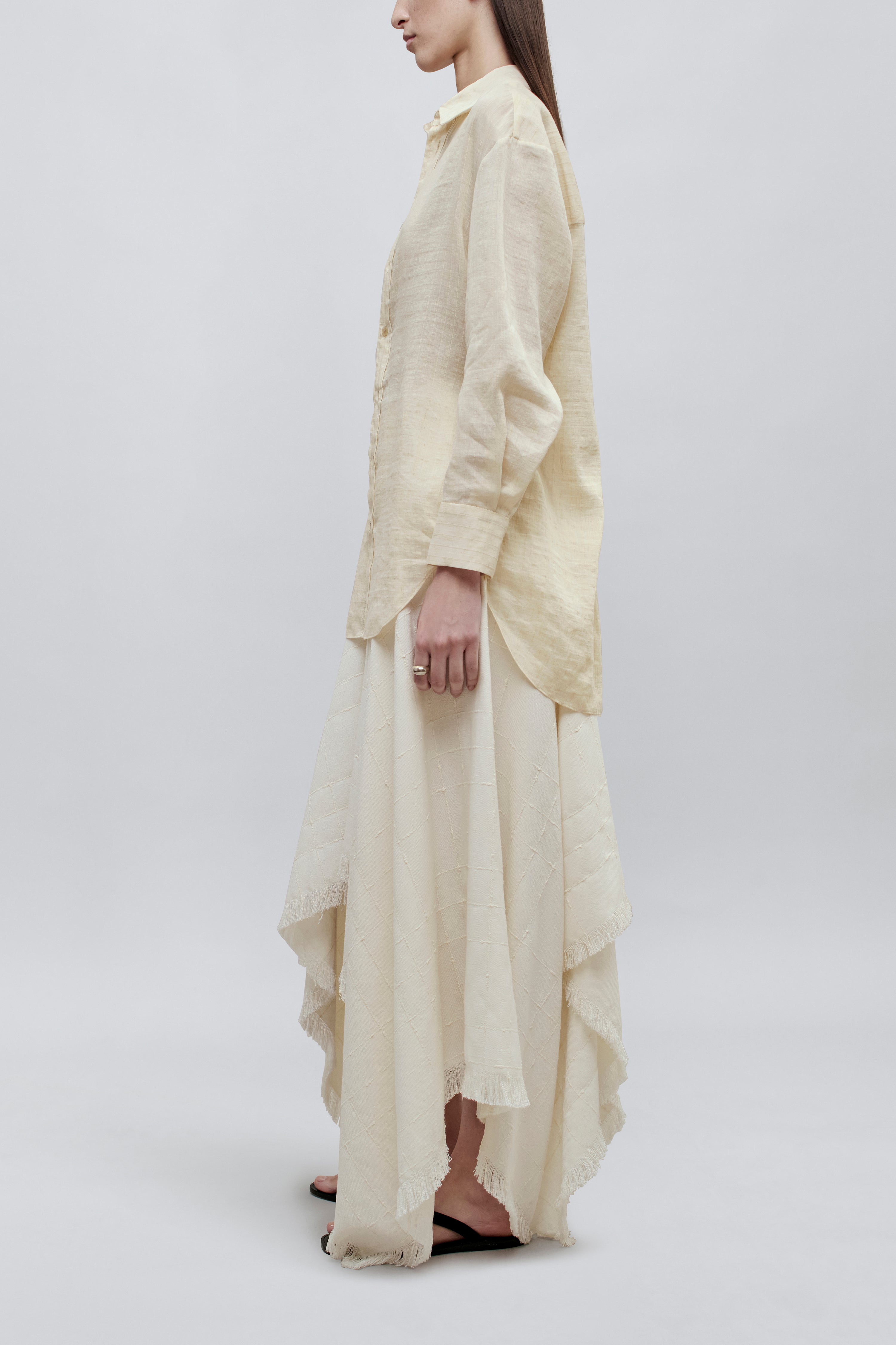 Dani Button Down in Linen Stripe