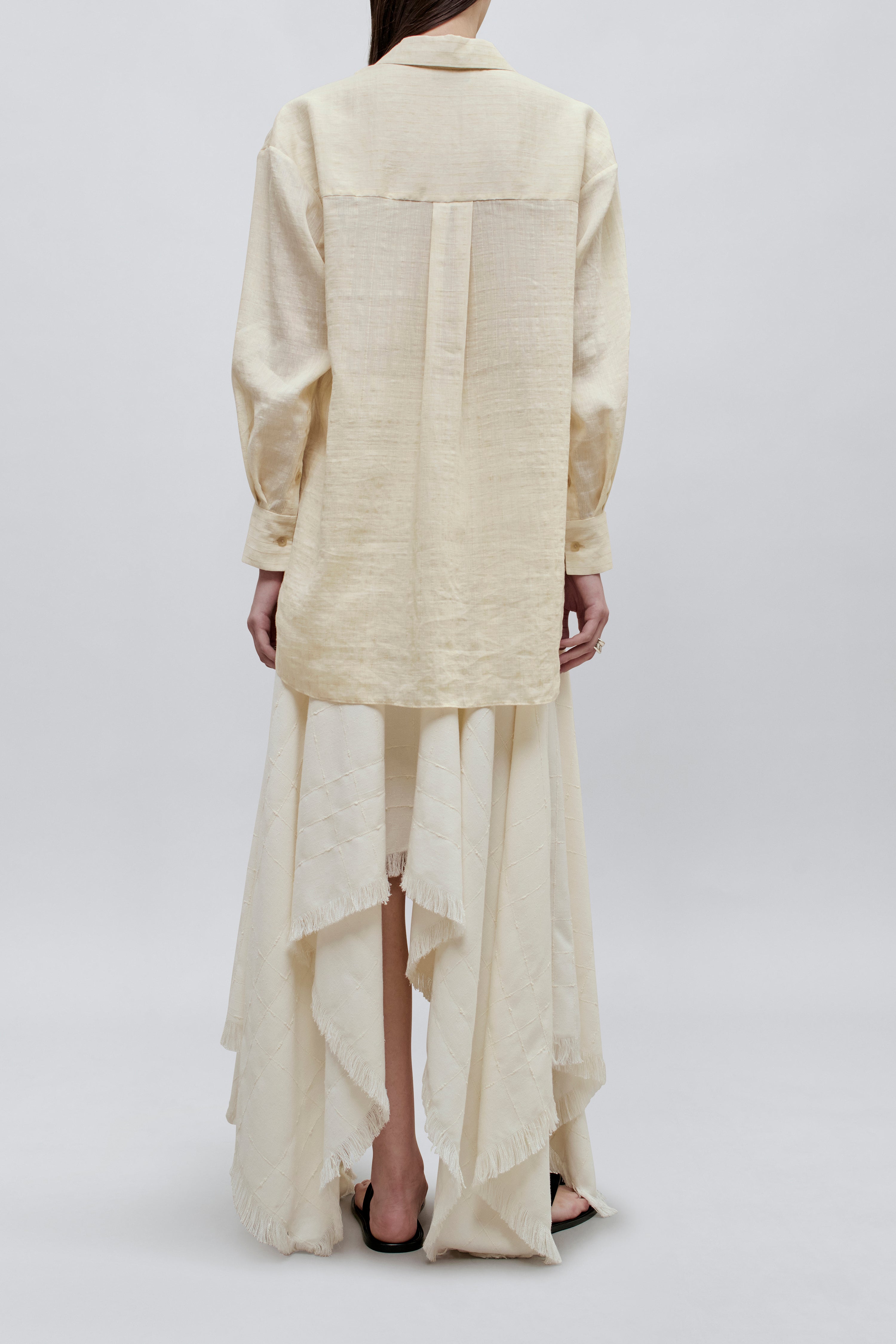 Dani Button Down in Linen Stripe