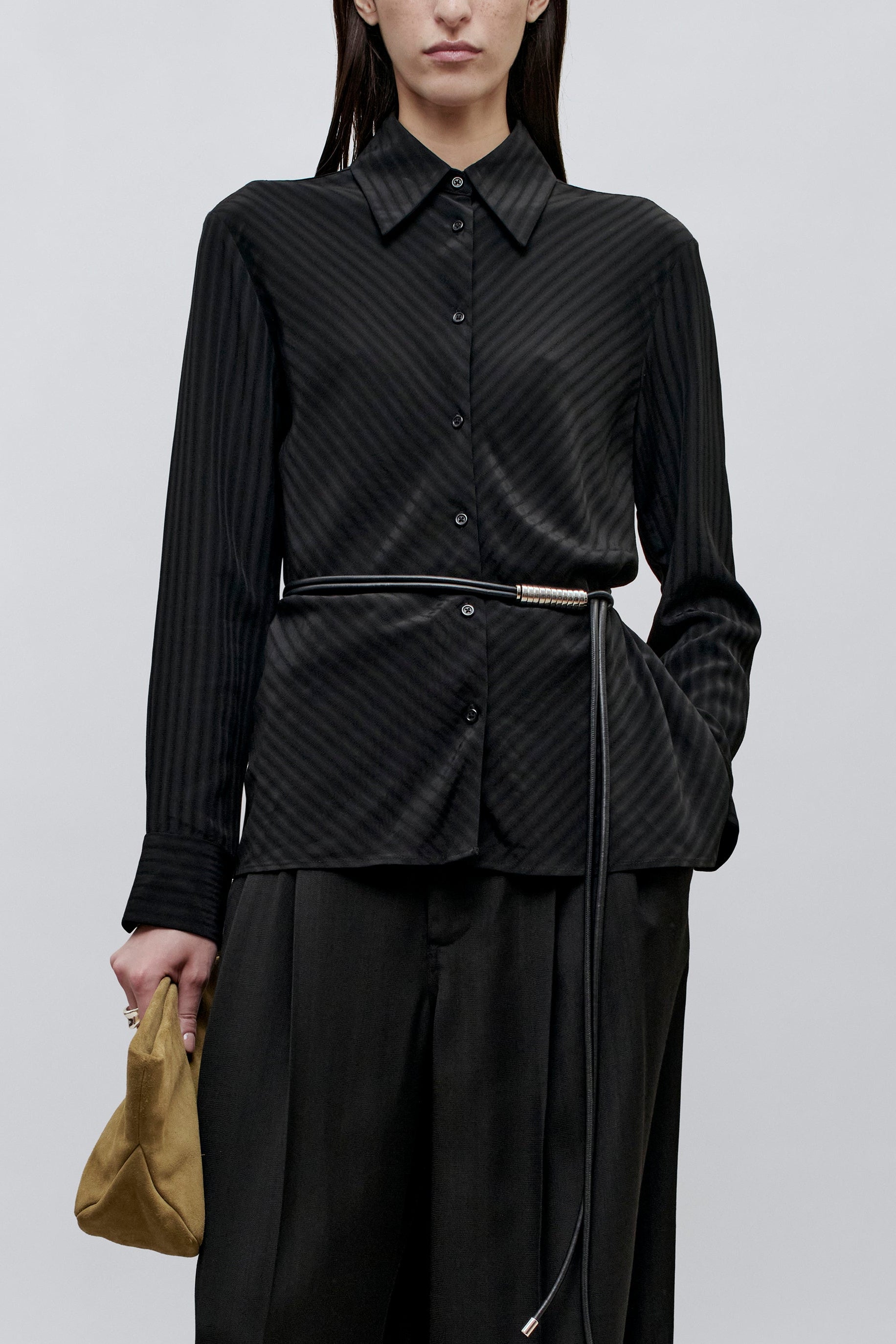 Joan Bias Button Down in Striped Viscose