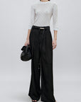 Fatima Wide Leg Trouser in Basket Weave