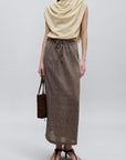 Regina Drawstring Skirt in Linen Stripe