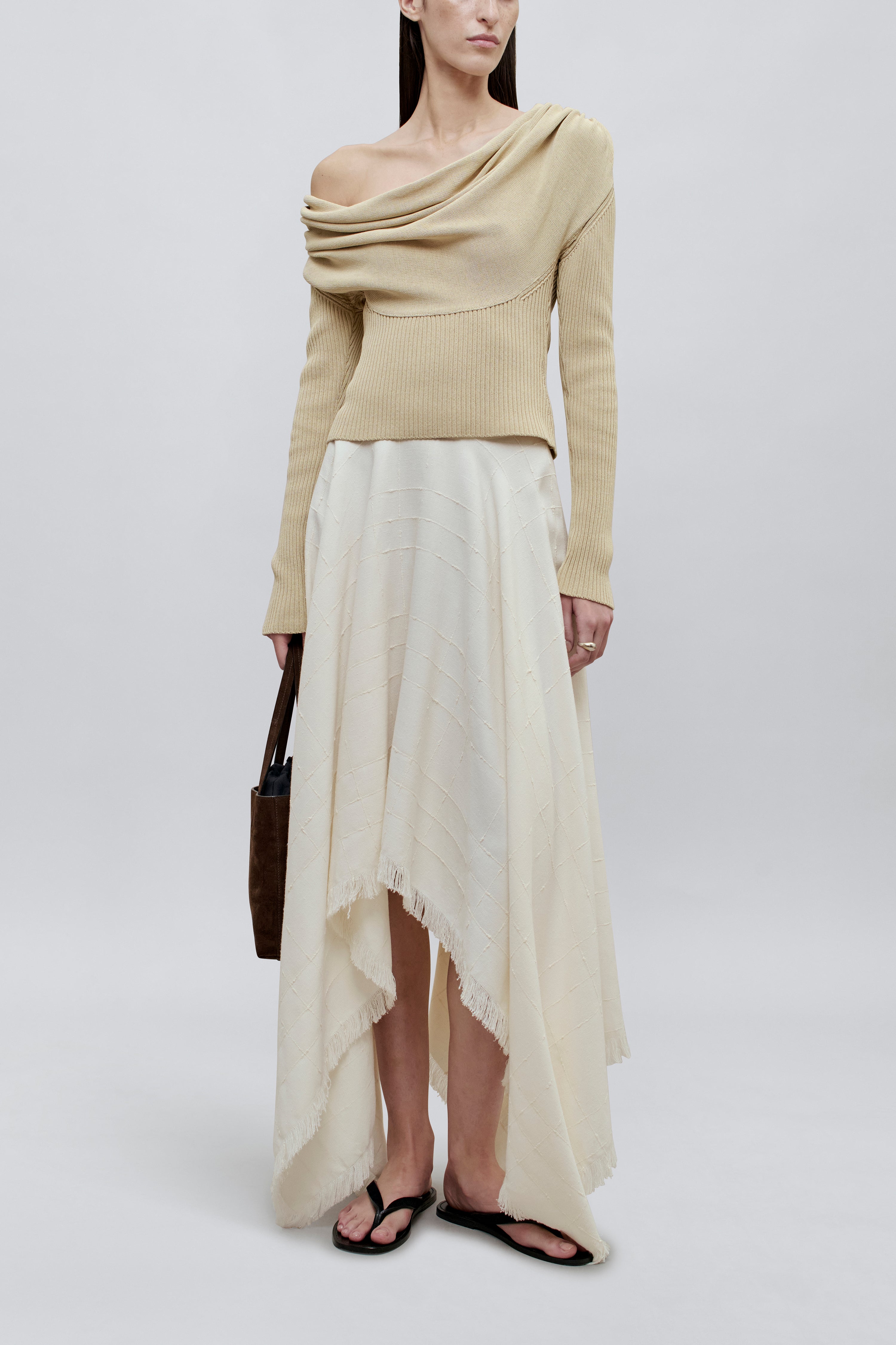 Felicity Cascade Skirt in Boucle Grid