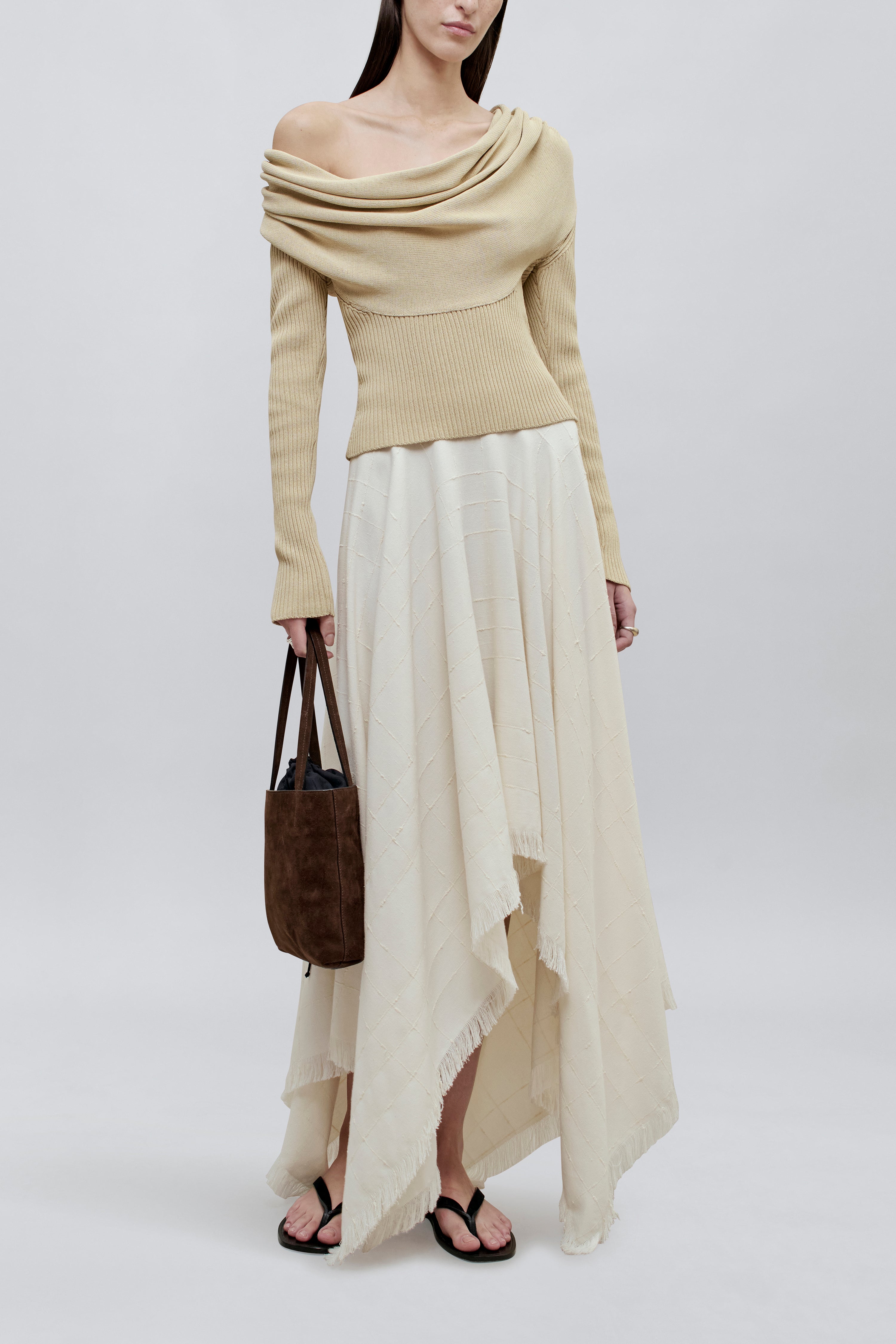 Felicity Cascade Skirt in Boucle Grid