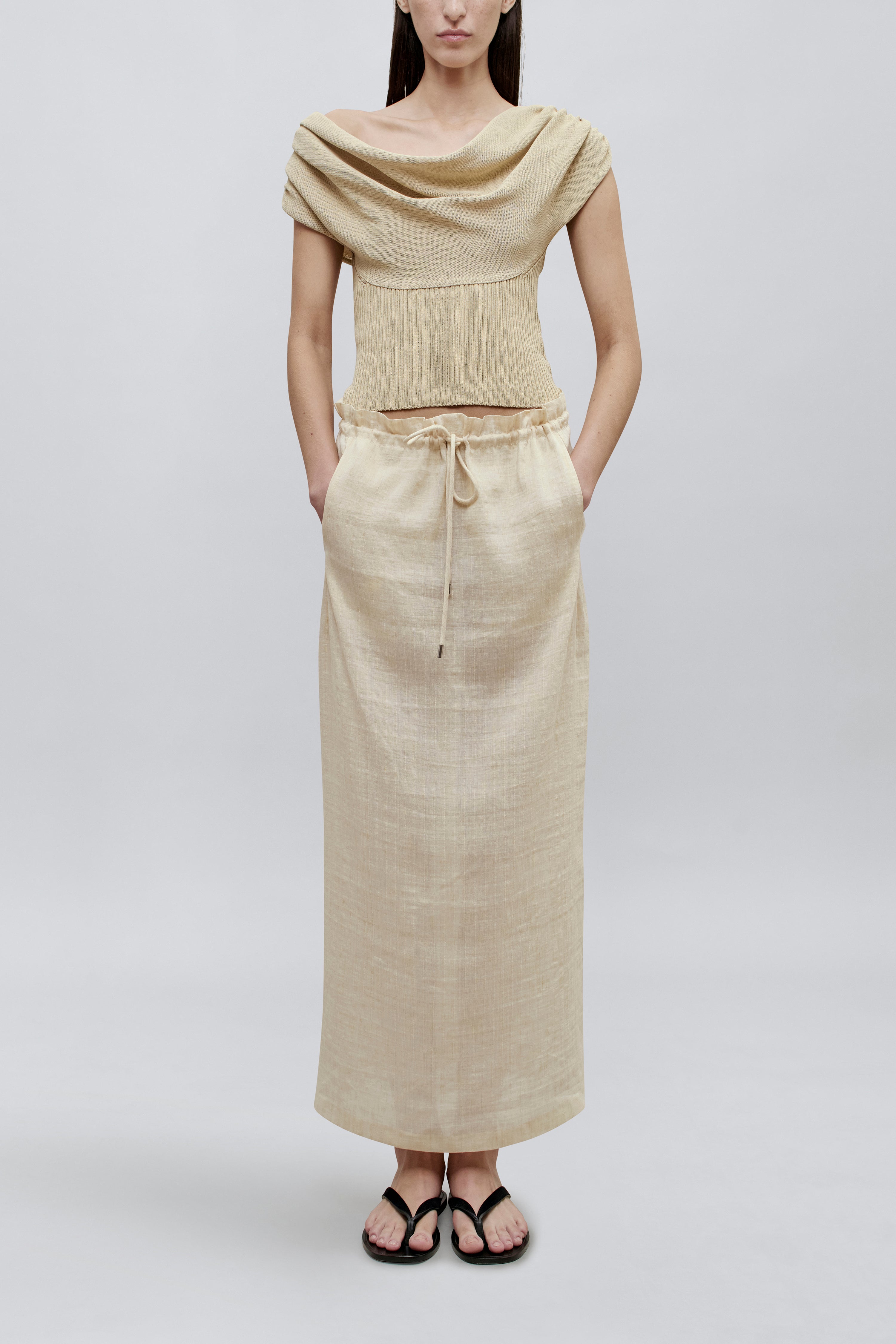 Meeka Cowl Neck Tank in Cotton Nylon