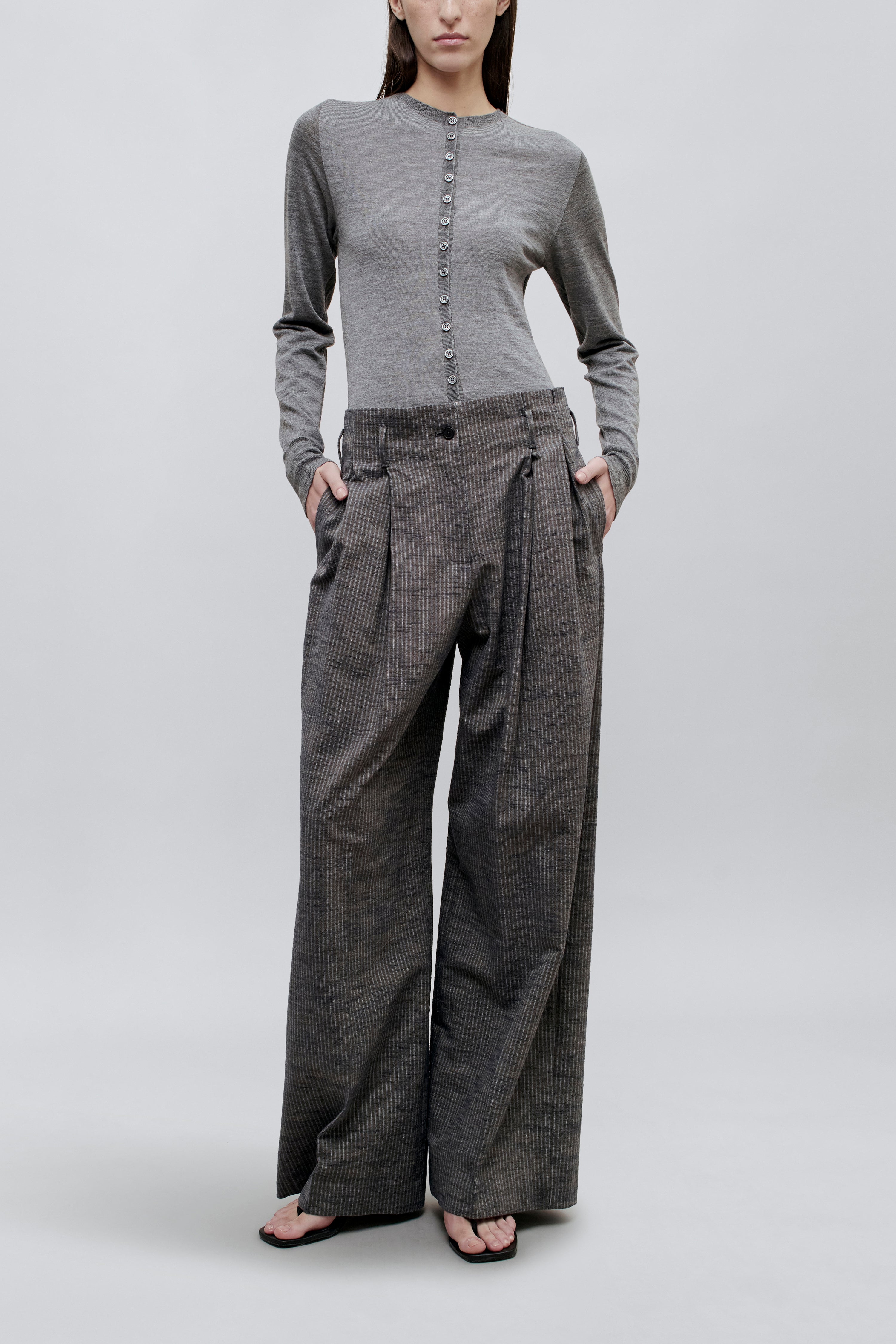 Percie Trouser in Railroad Cotton Lyocell