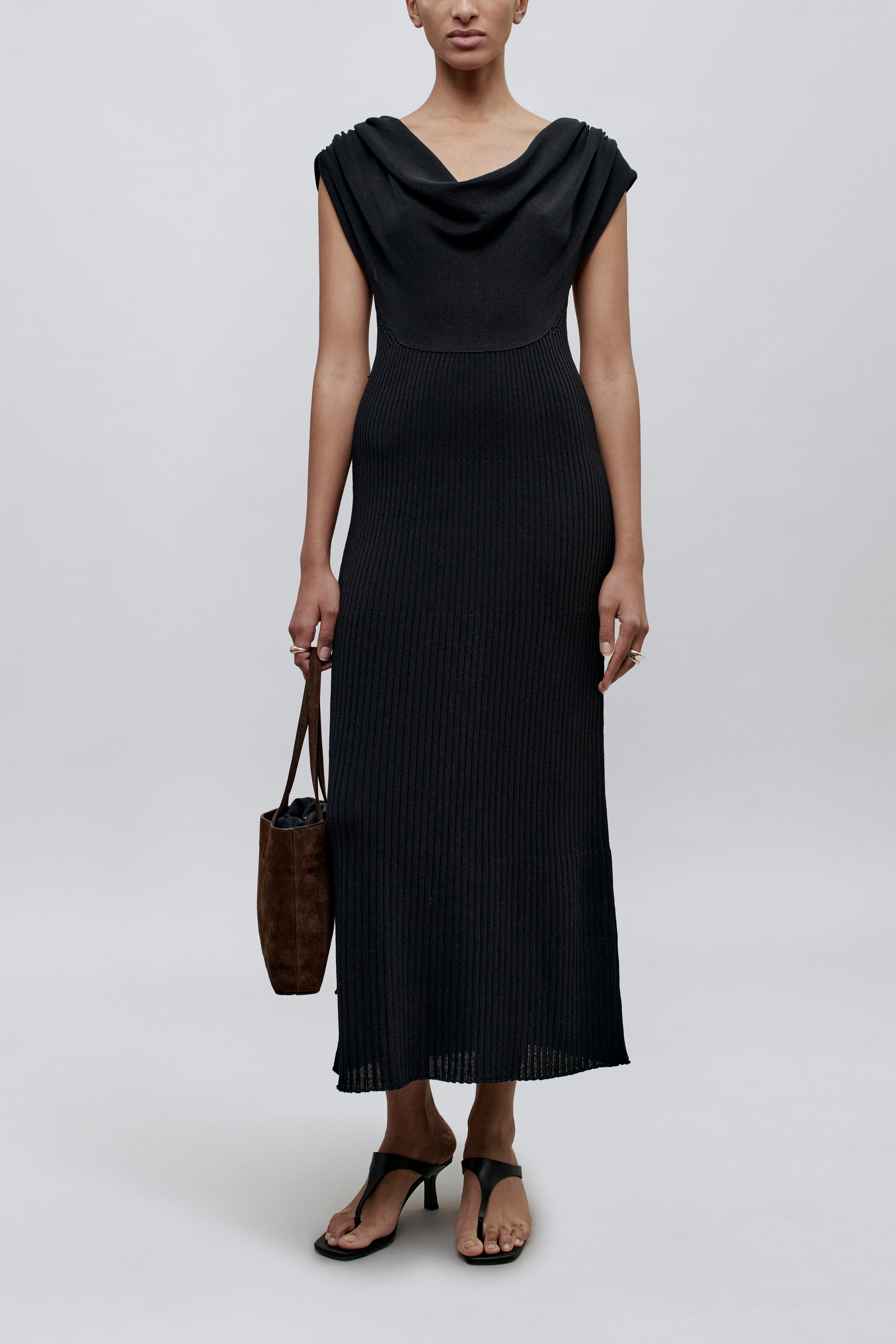 Manon Cowl Neck Dress in Cotton Nylon
