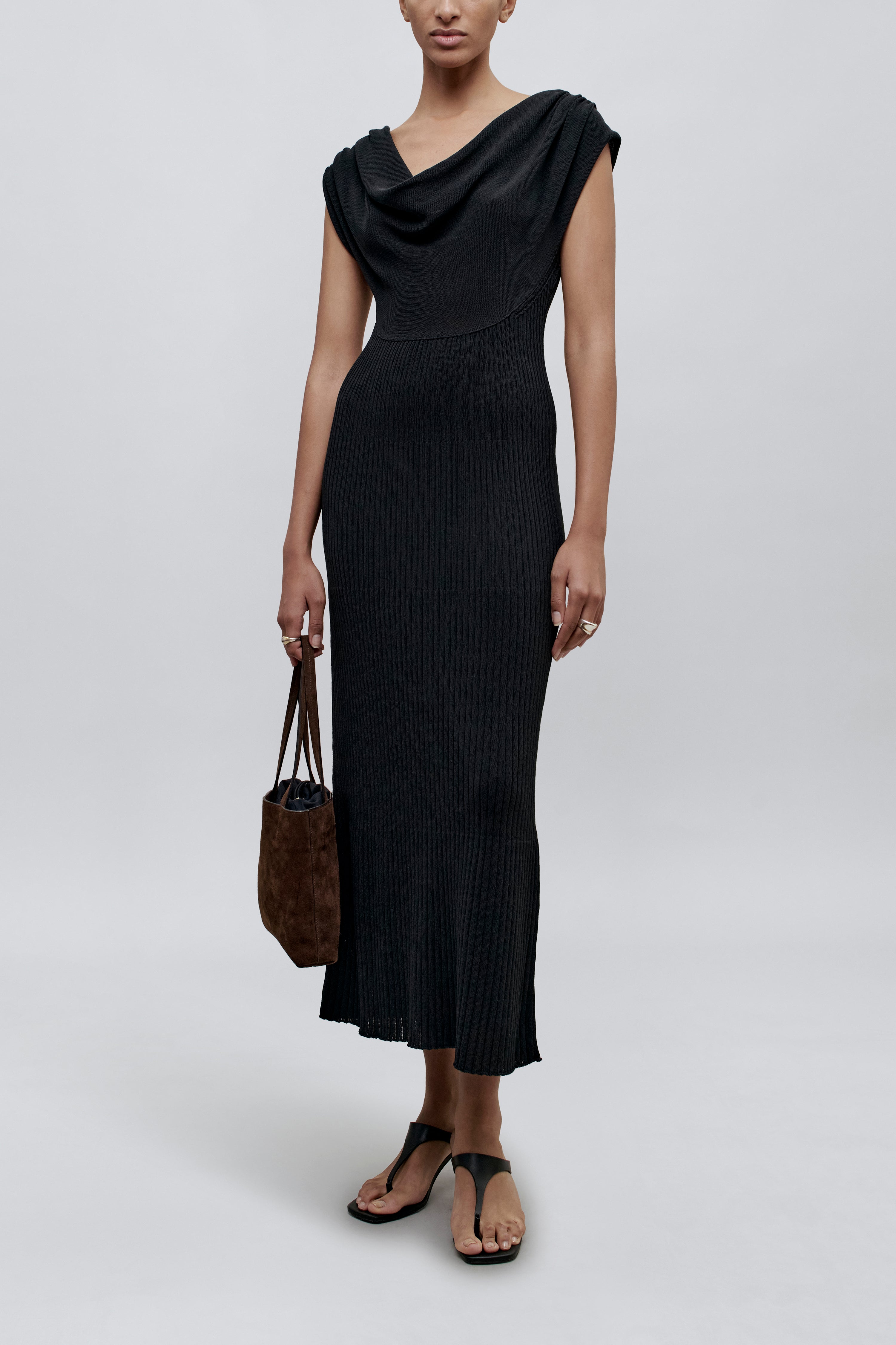 Manon Cowl Neck Dress in Cotton Nylon