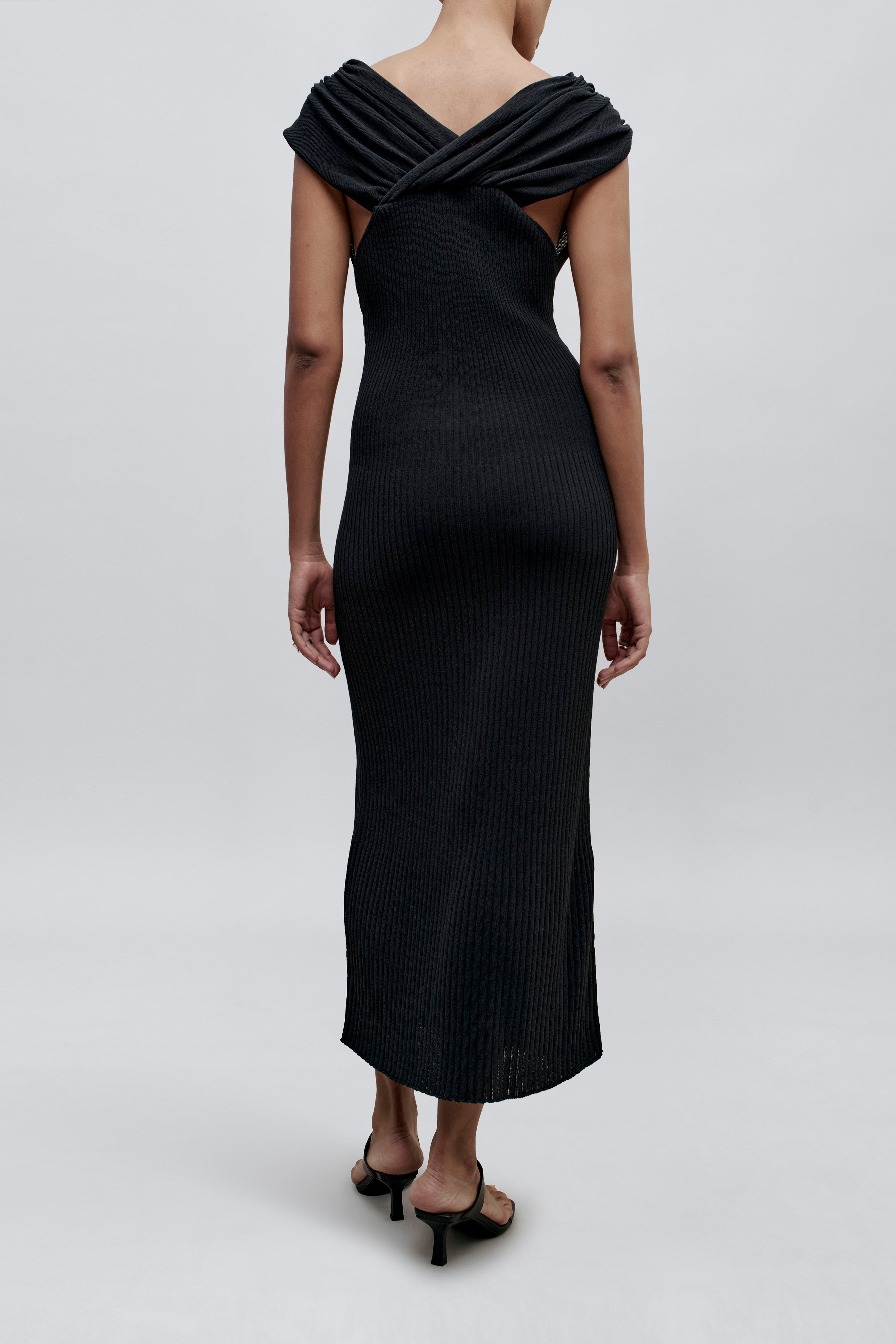 Manon Cowl Neck Dress in Cotton Nylon