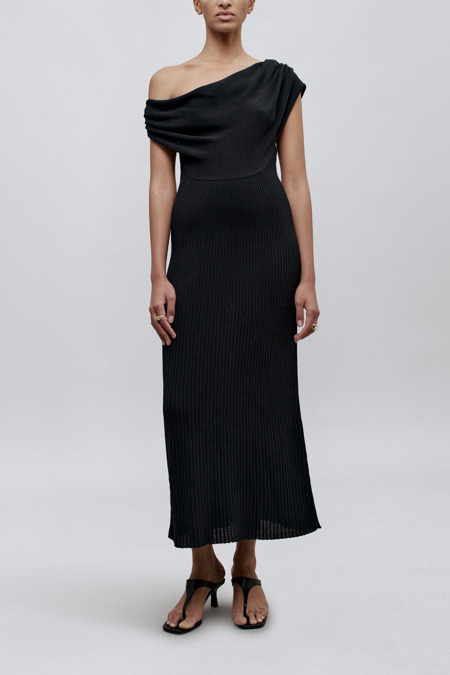 cotton cowl neck dress Cowl Neck High Slit Gown