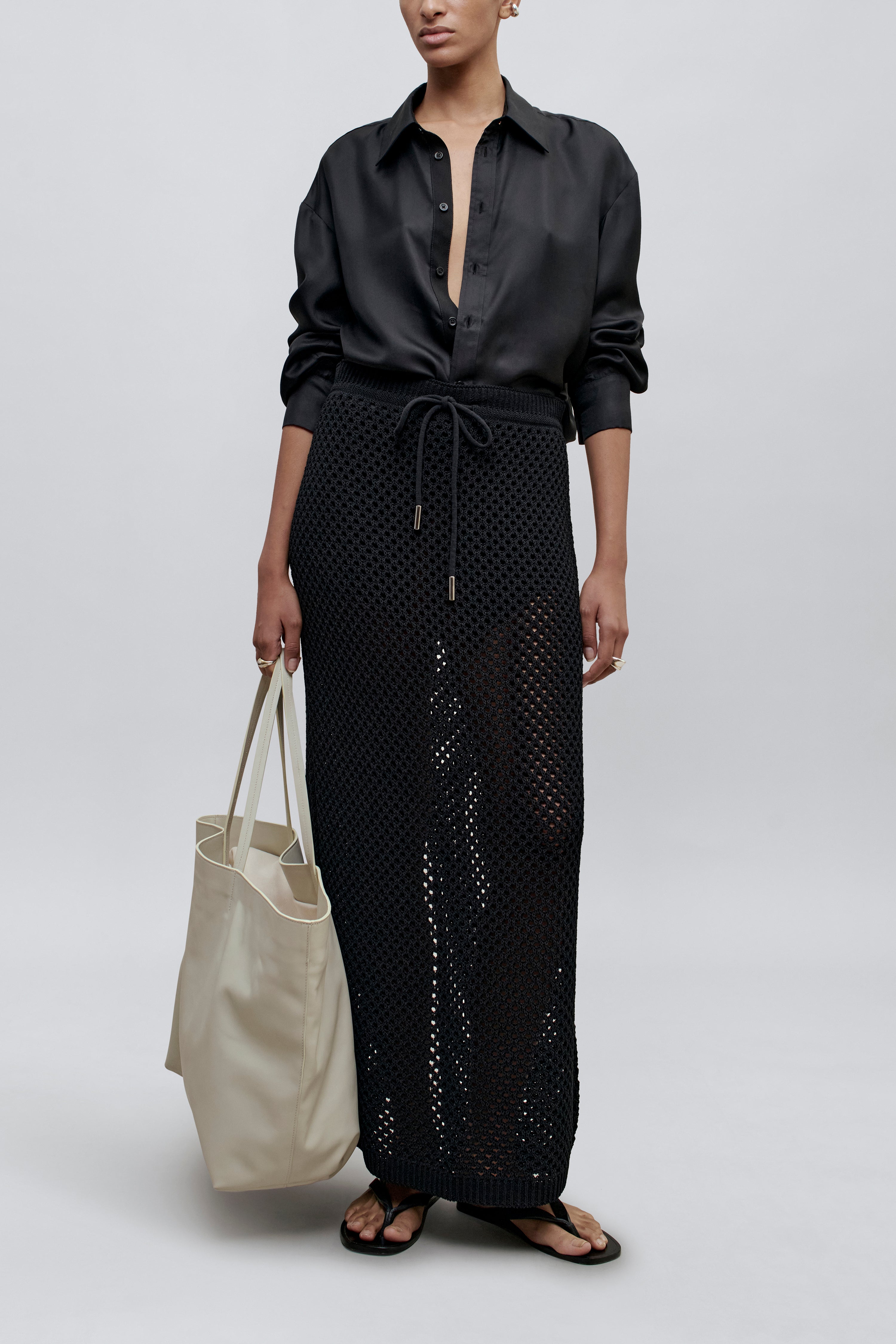 Regina Drawstring Skirt in Mesh Knit