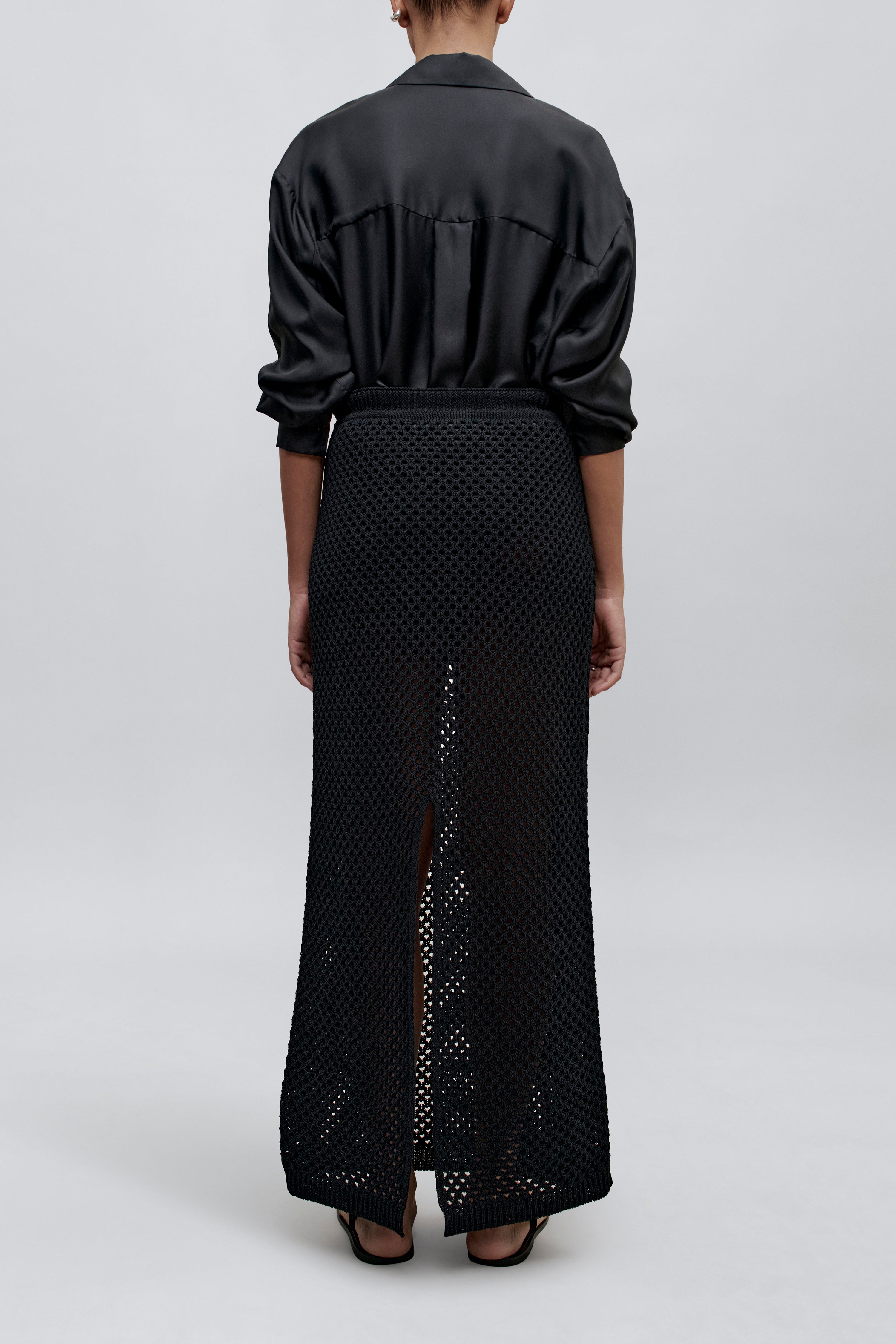 Regina Drawstring Skirt in Mesh Knit