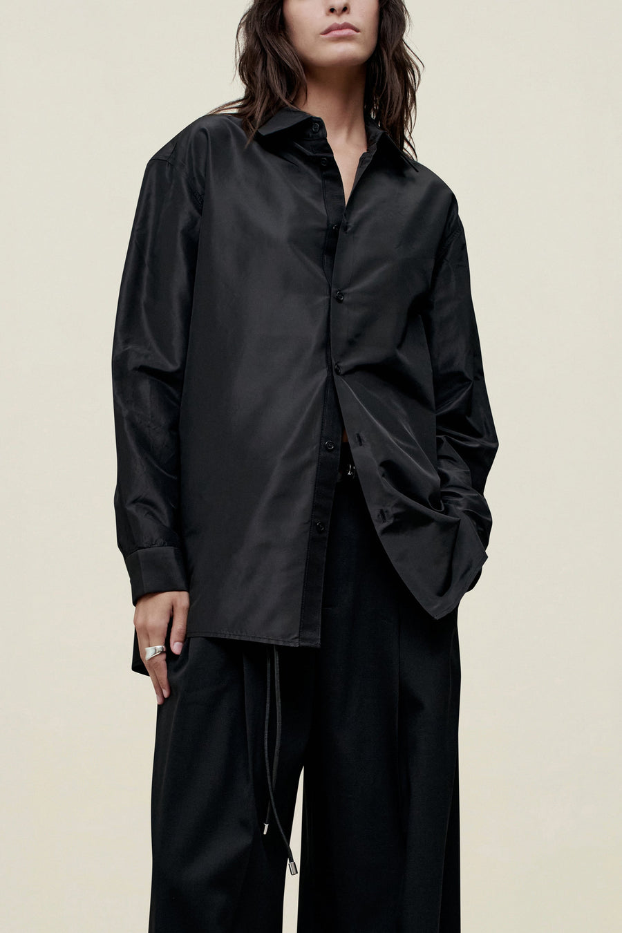 Signature Button Down in Silk Taffeta