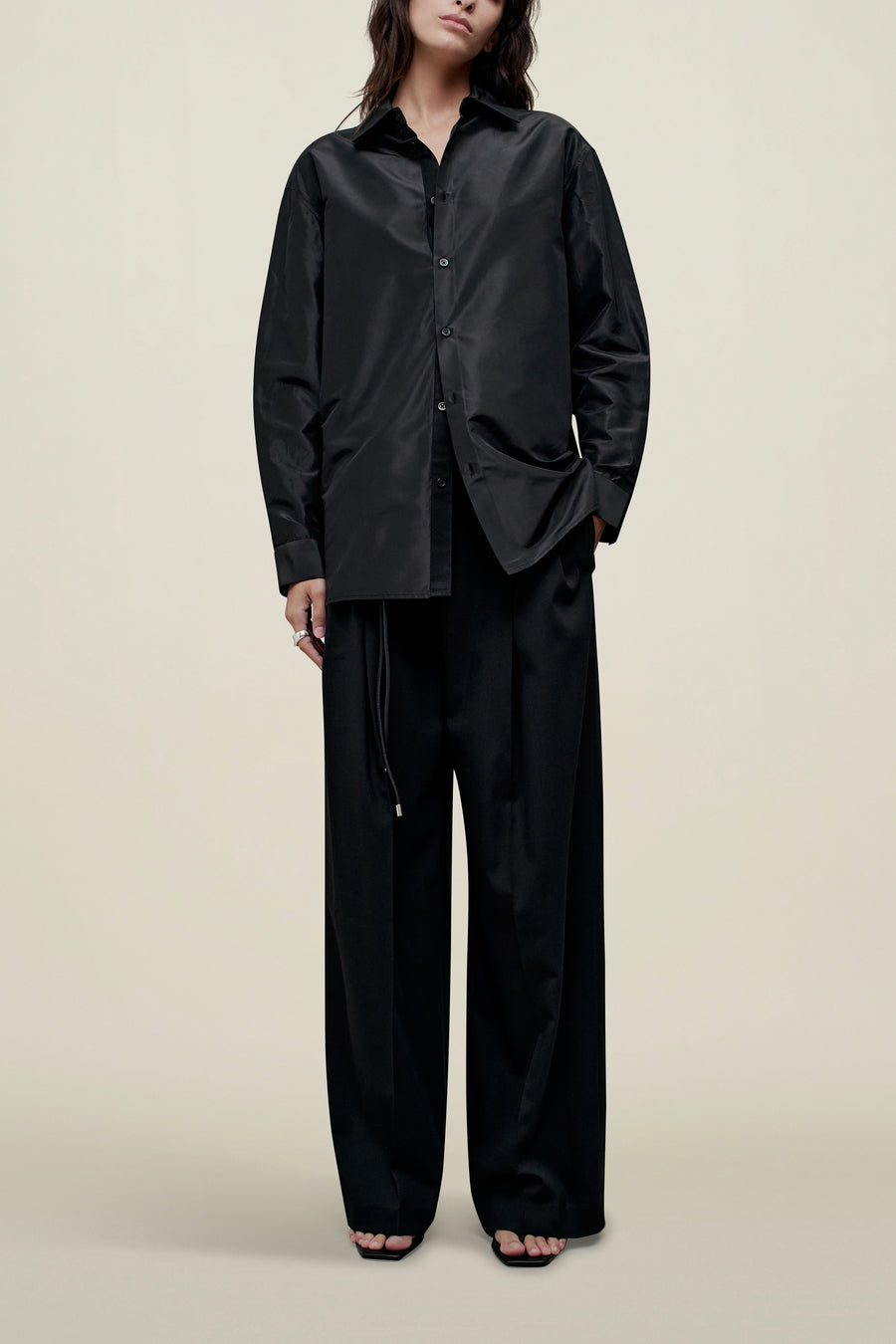 Signature Button Down in Silk Taffeta