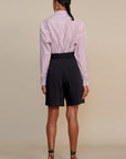 Deep Pocket Wide Leg Short in Black Stretch Suiting