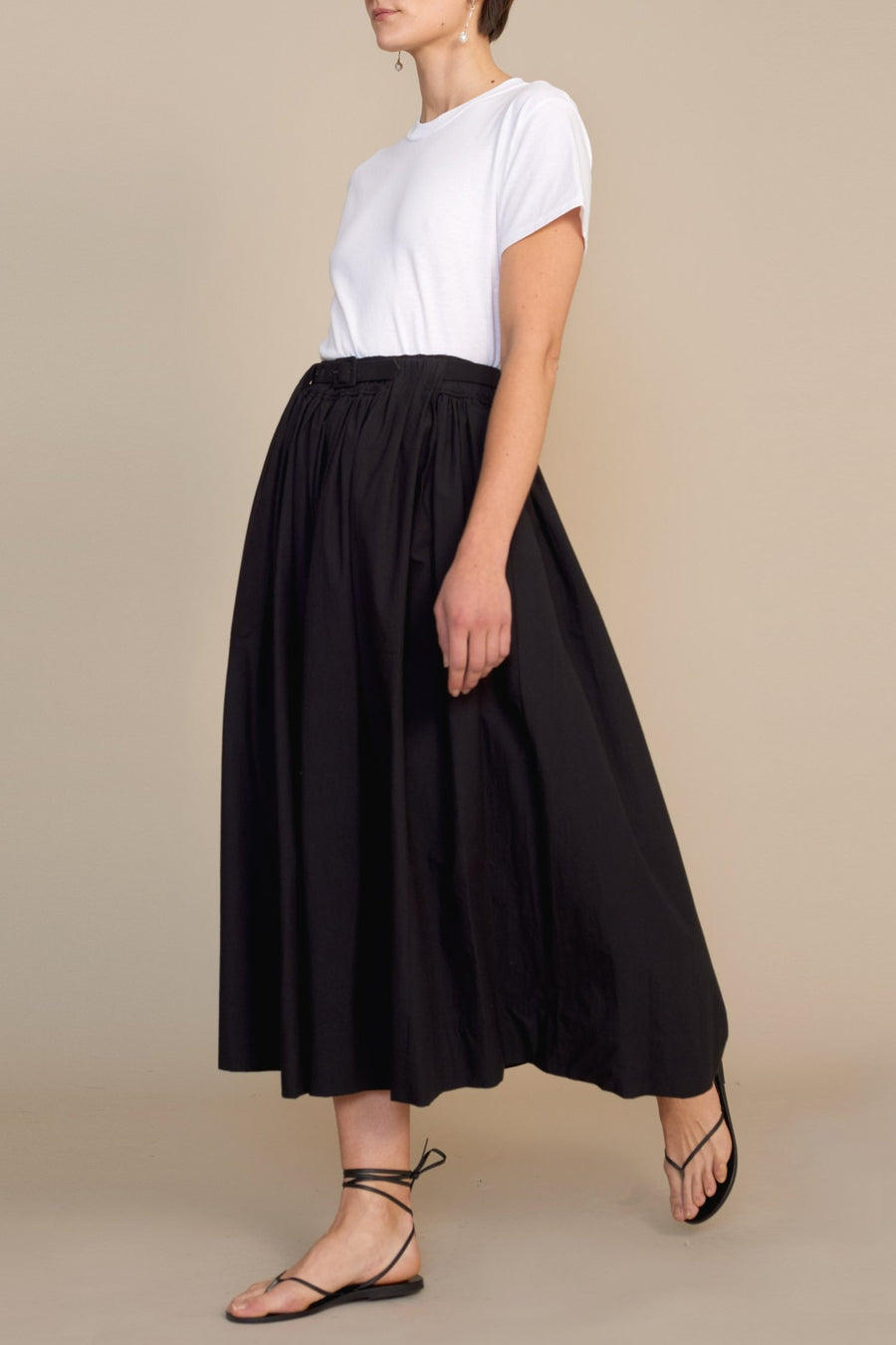 Patch Pocket Full Skirt in Black