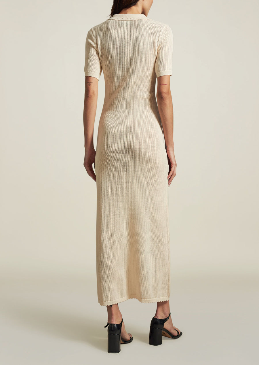 Ribbed knit dress with turtleneck made of a new wool and cotton