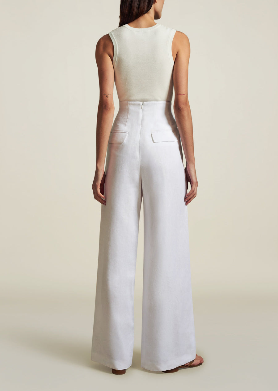 Madelynn Trouser in White Linen