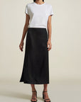 Forsyth Pencil Skirt in Black Deadstock Linen