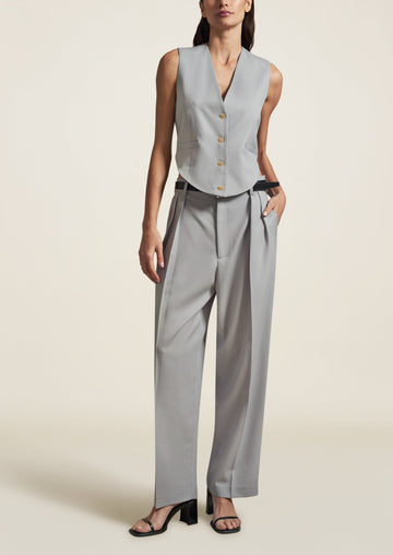 Bodice Suit Vest in Platinum Tropical Wool