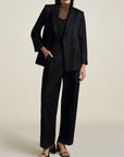 Boxy Tuxedo Blazer in Black