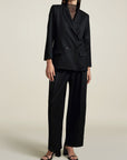 Boxy Tuxedo Blazer in Black